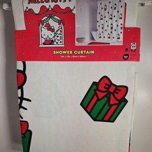 Sanrio Hello Kitty Holiday Theme Shower Curtain 72" x 72" Colors White Green Red